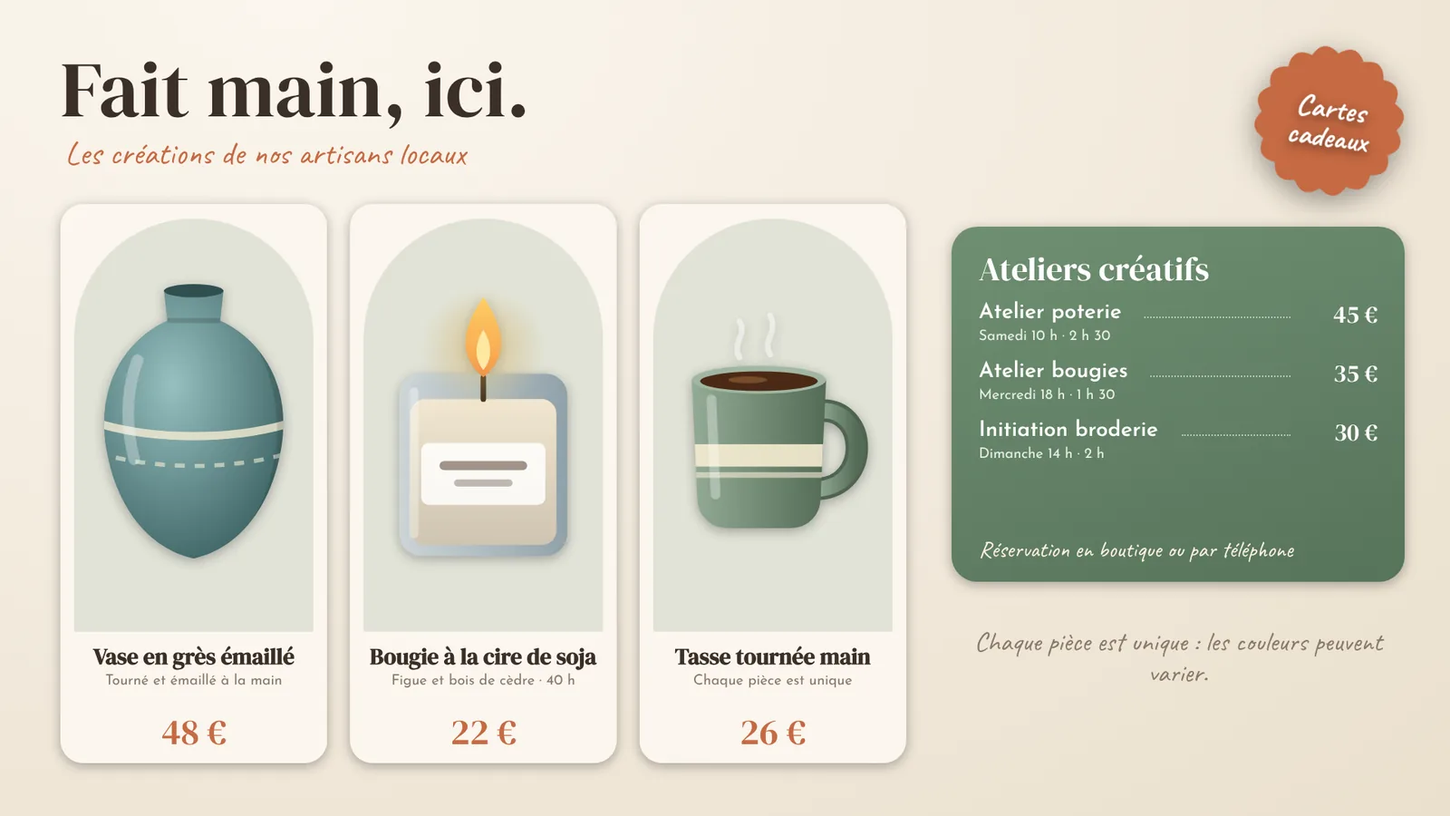 Modèle Artisans et créateurs, écran horizontal